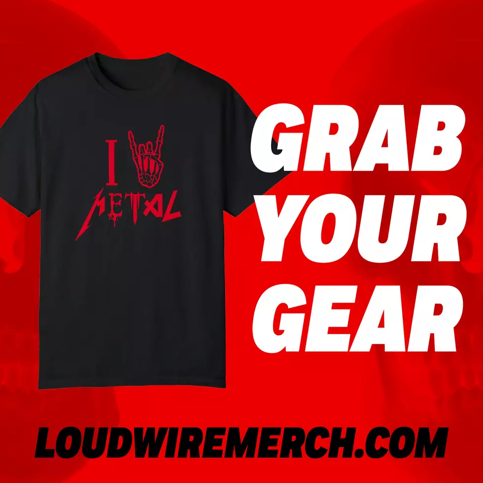 A shirt from the Loudwire merch store with the design I 'Horns' Metal, showing a skeleton hand making the metal horns gesture